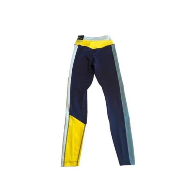 Nike Womens Dri FIT Leggings XS Blue Yellow White - Picture 3 of 15
